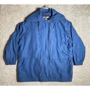 IZ Sport Blue Womens Light Stylish Jacket Coat Windbreaker XXL Full Zip w/ Hood